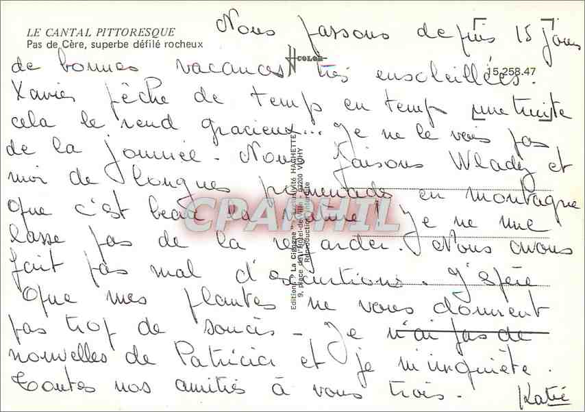 CPM Le Cantal Pittoresque Pas de Cere superbe defile rocheux  — Rückseite