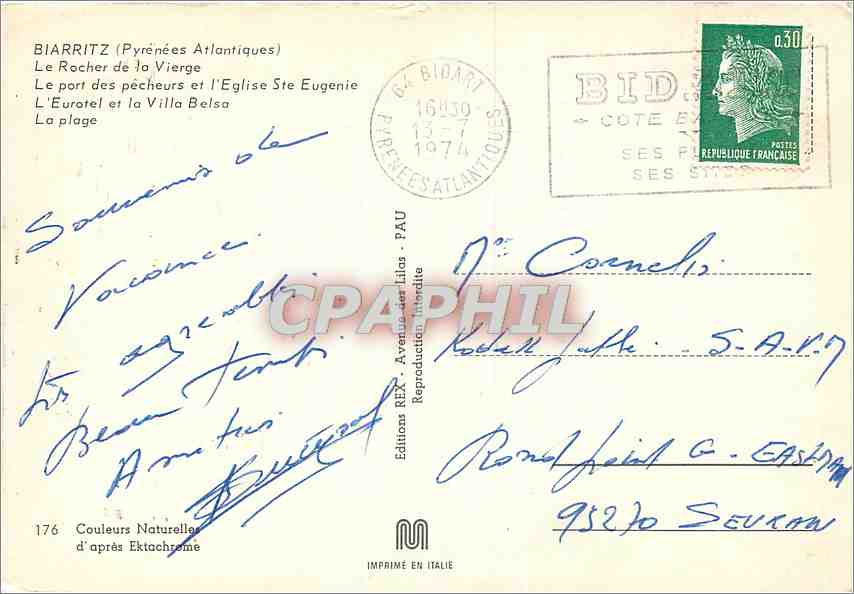 CPM Biarritz Pyrenees Atlantiques Le Rocher de la Vierge  — Verso