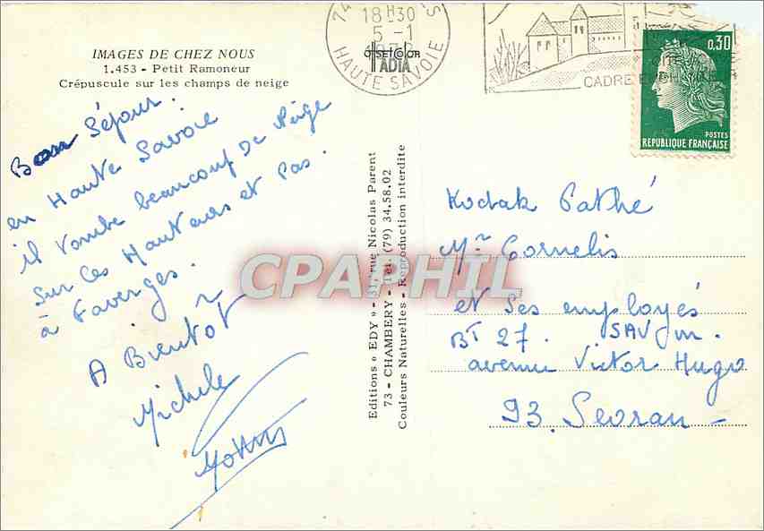 SOUVENIR DE SAVOIE — Éditions EDY - Chambéry — n° 1.453 — Reverso