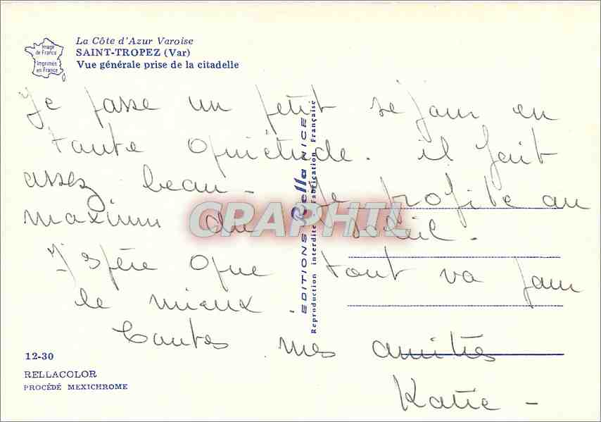 CPM Saint Tropez Var Vue generale prise de la citadelle  — Rückseite