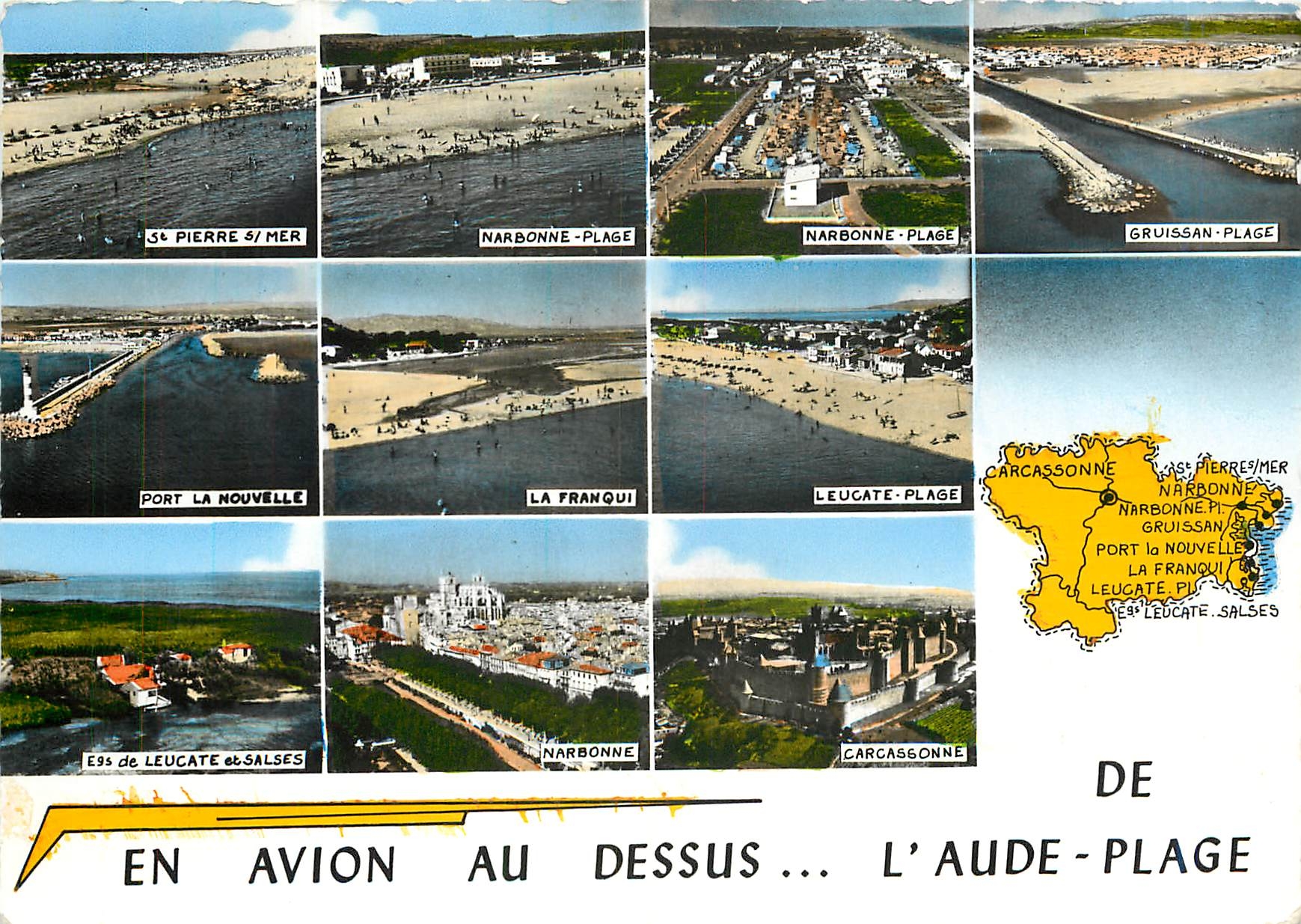Vue aérienne de la côte de l'Aude — Port La Nouvelle, Narbonne, Leucate, Gruissan — Édition LAPIE