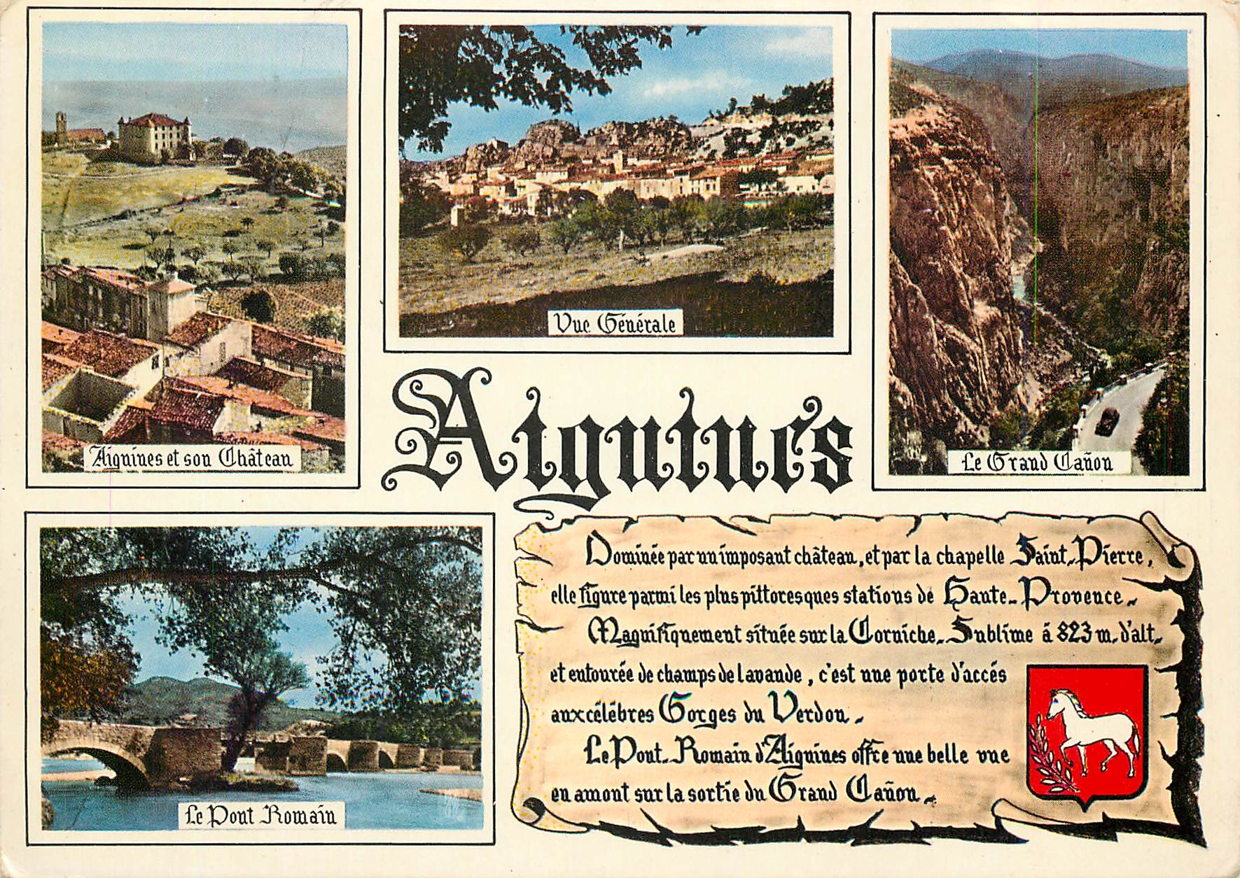 Aiguines — Allgemeiner Blick, Schloss, römischer Brücke, Grand Cañon — Éditions Oiset & Adia