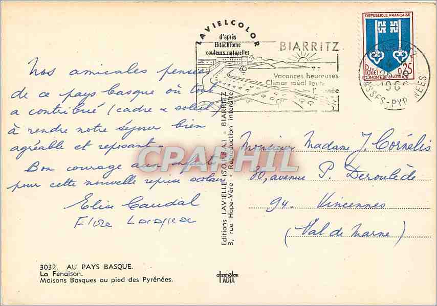 CPM Au pays basque La Fenaison Maison Basques au pied des Pyrenees  — Rückseite