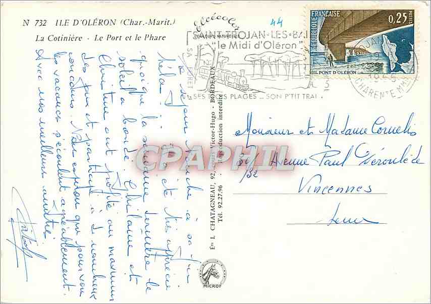 CPM Ile d'Oleron Char Marit La Cotiniere Le Port et le Phare Bateaux — Rückseite