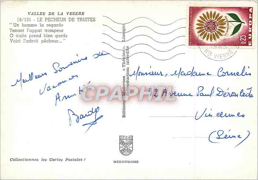 CPM Vallee de la Vezere Le Pecheur de Truites Peche — Rückseite