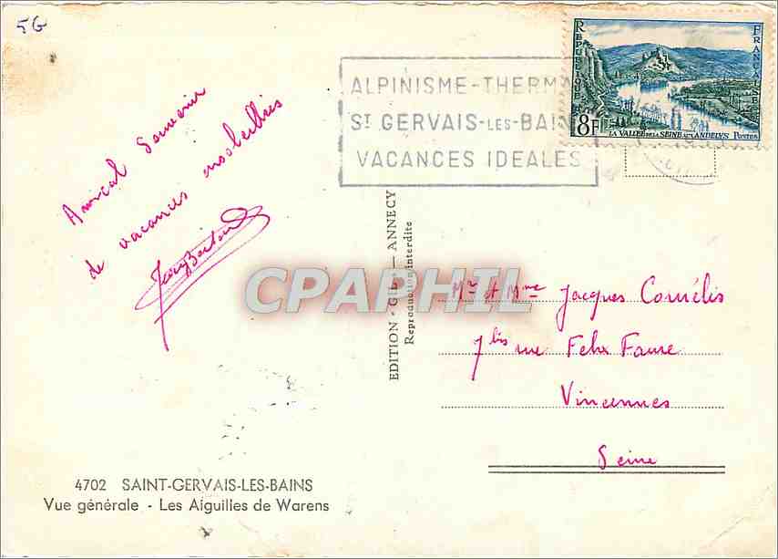 Saint-Gervais-les-Bains — Allgemeiner Blick — Die Nadeln von Waren — Edition Annecey, Nr. 4702 — Rückseite