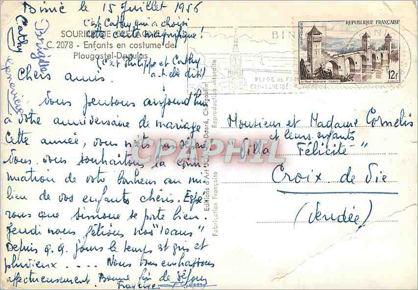 CPM Sourire de Bretagne Enfants en costume de Plougastel Daoulas  — Rückseite