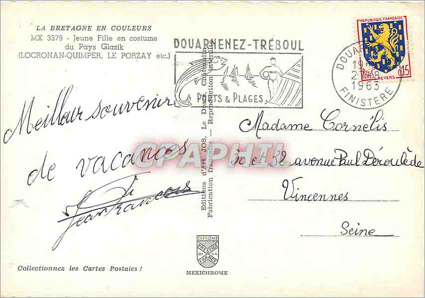 CPM Locronan Quimper Le Porzay Folklore — Rückseite