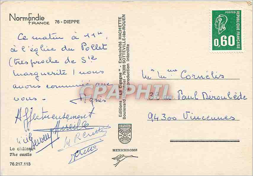 CPM Dieppe Le Chateau  — Verso