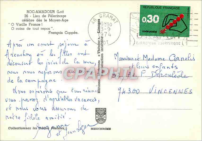 CPM Roc Amadour Lieu de Perinage celebre des le Moyen Age  — Rückseite
