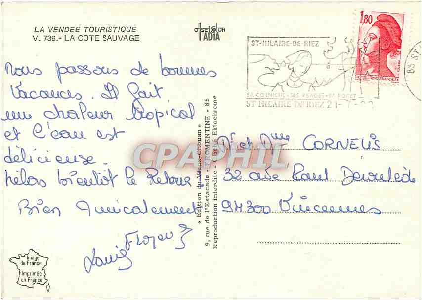 CPM Tempete sur la Cote sauvage de St Gilles Croix de Vie a Sion St Hilaire de Riez  — Verso