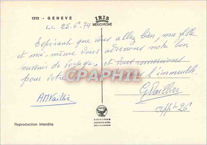 CPM Monuments de Geneve  — Verso