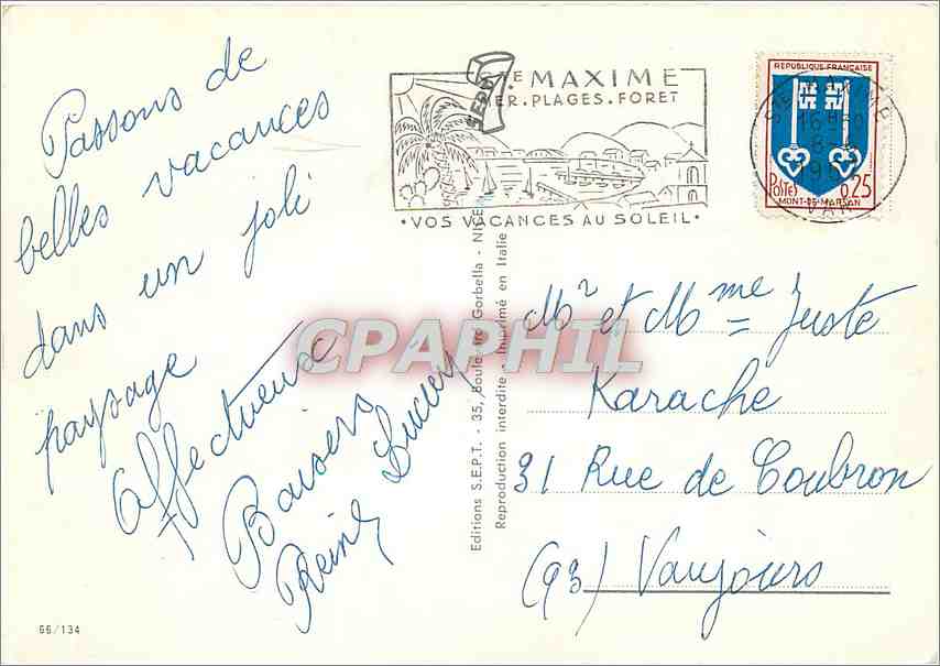 Sainte-Maxime — vue panoramique du port et de la plage — Éditions S.E.P.T. n°66/134 — Verso