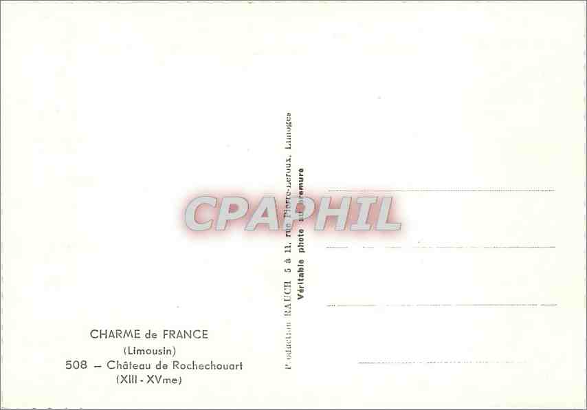 CPM Charme de France Limousin Chateau de Rochechouart  — Rückseite