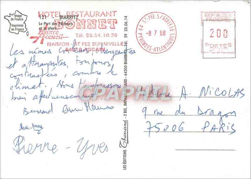CPM Biarritz Le Port des Pecheurs et le phare  — Verso
