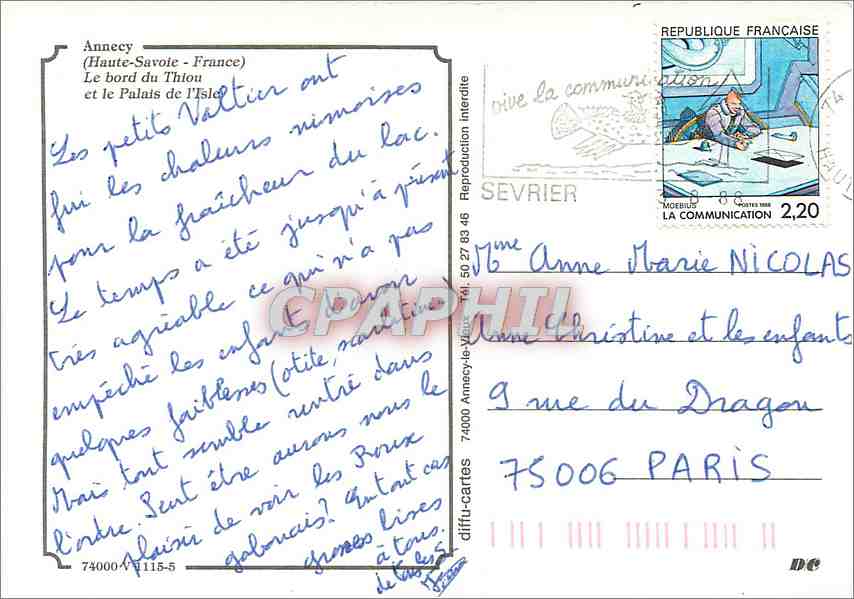 Annecy — Ansicht vom Ufer des Sees und Palais de l'Isle — Verlag diffu-cartes — Rückseite