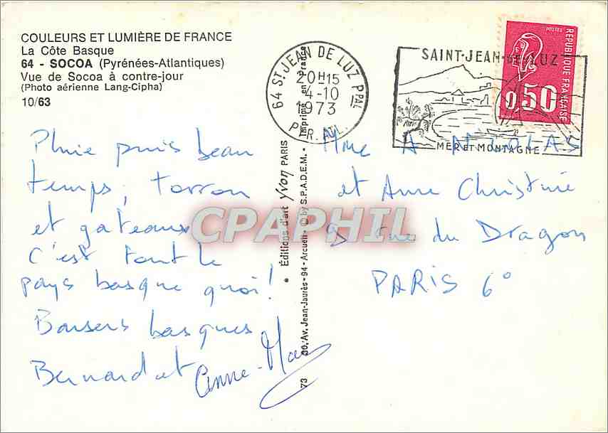 Socoa — Vue aérienne Lang-cjour — Éditions Jean-Jaures — Rückseite