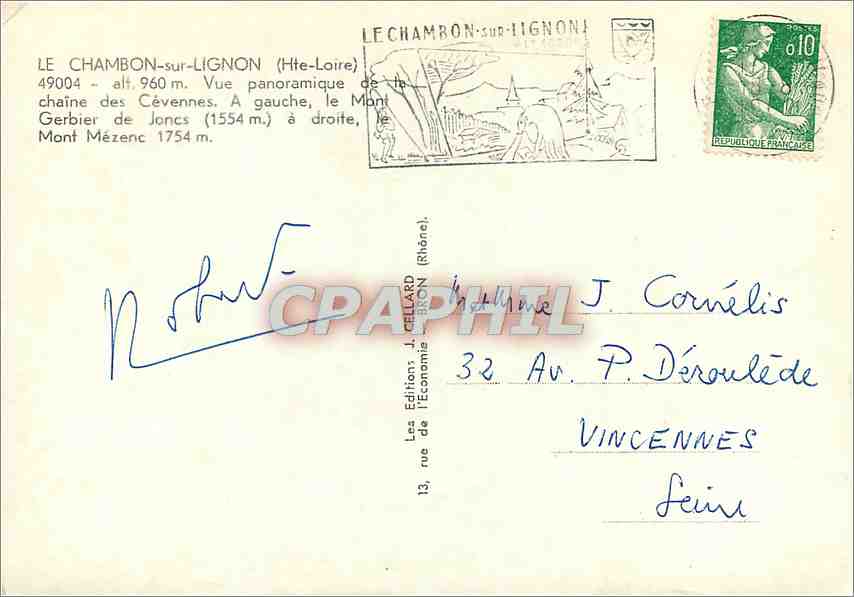 CPM Le Chambon sur Lignon Hte Loire Vue panoramique  — Verso