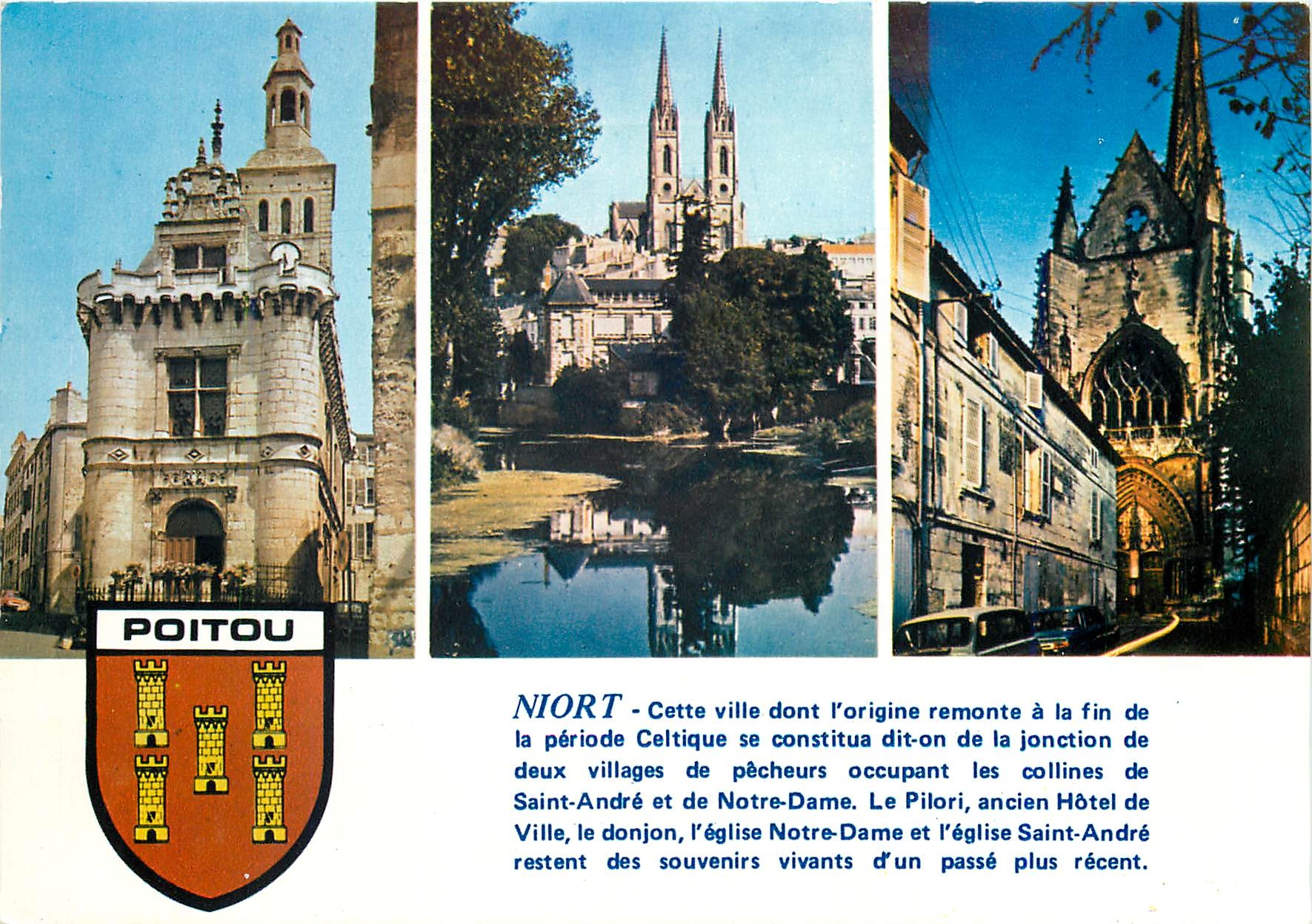 CPM Niort Deux Sevres Le Pilori ancien Hotel de Ville Les Bords de la Sevre Niortaise et l'Eglise Sa