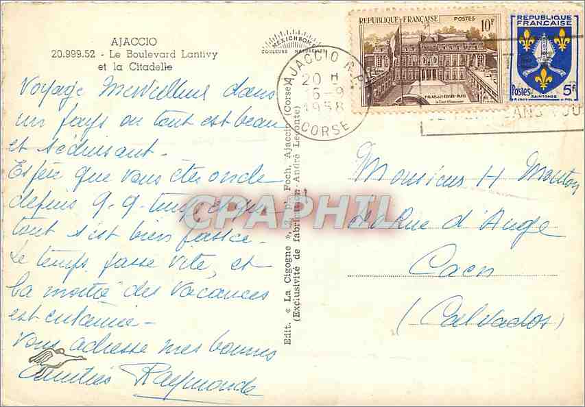 CPM Ajaccio Le Boulevard Lantivy et la Citadelle  — Verso