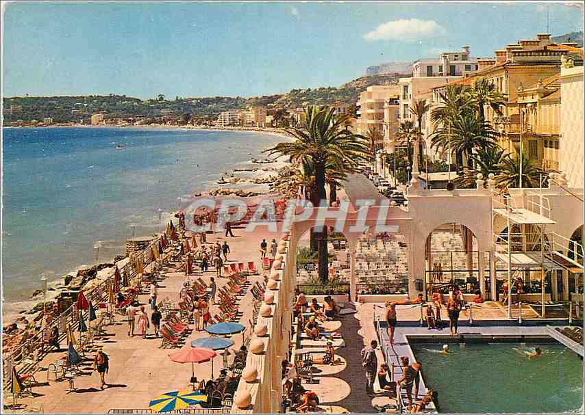 CPM Menton AM La Piscine du Casino la Promenade et la Plage 