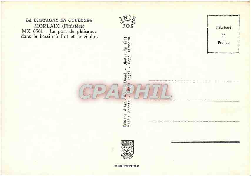 CPM Morlaix Finistere Le Port de plaisance dans le bassin a flot et le viaduc  — Rückseite