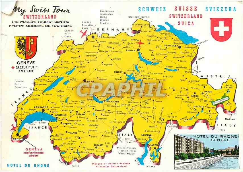 CPM Switzerland Hotel du Rhone Geneve 
