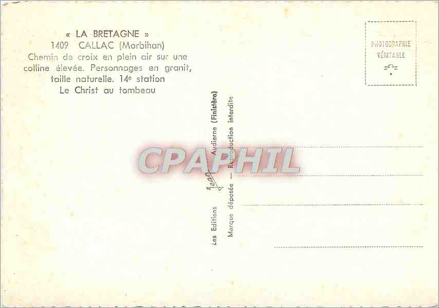 Callac (Morbihan) — Chemin de croix, 14e station, Le Christ au tombeau — Les Editions Audierne — Rückseite