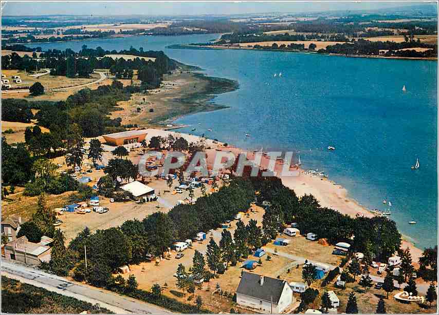 CPM Ploermel Morbihan Vue Aerienne Le Lac et le Camping 