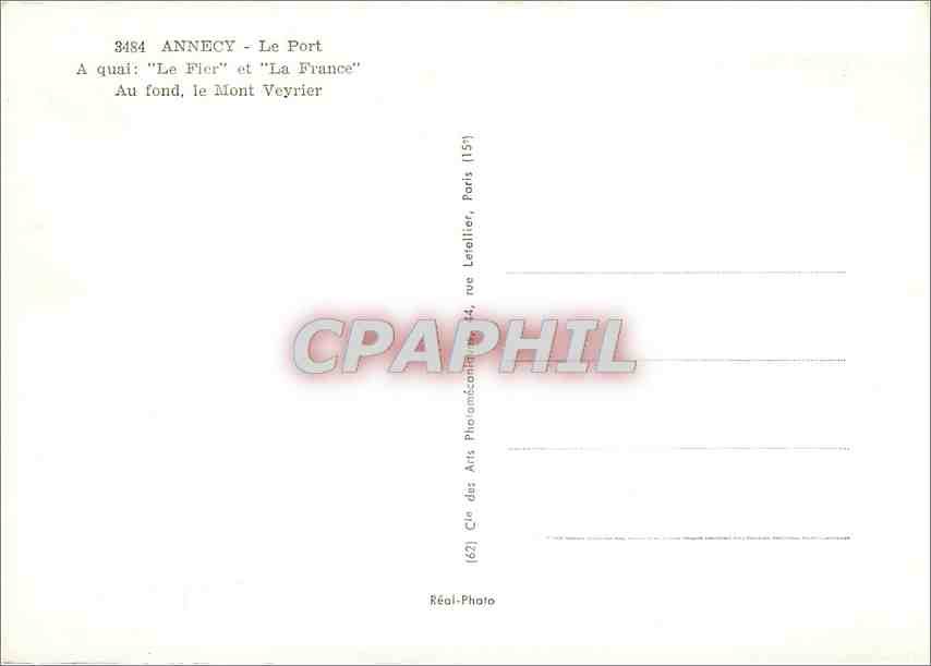 ANNECY - Le Port — 'Le Fier' et 'La France' — Cie des Arts Photographiques, Paris — Reverso