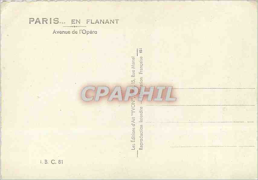 CPM Paris Avenue de l'Opera  — Rückseite