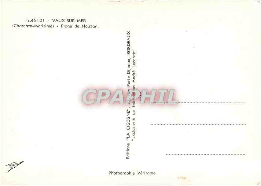 CPM Vaux sur Mer Charente Maritime Plage de Nouzan  — Back