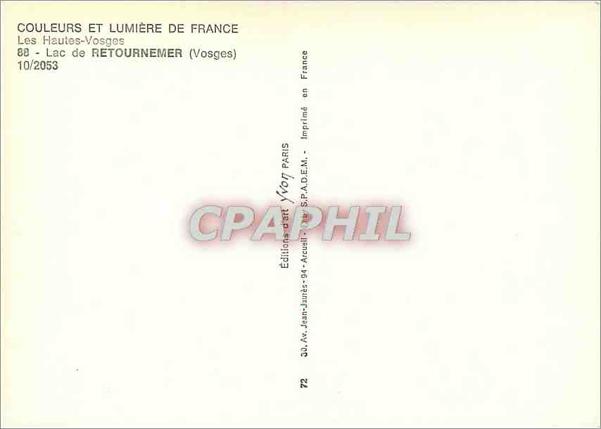 CPM Les Hautes Vosges Lac de Retournemer Vosges  — Rückseite