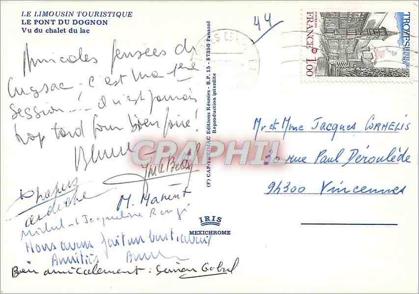 CPM Le Pont du Dognon Vu du Chalet du Lac  — Rückseite