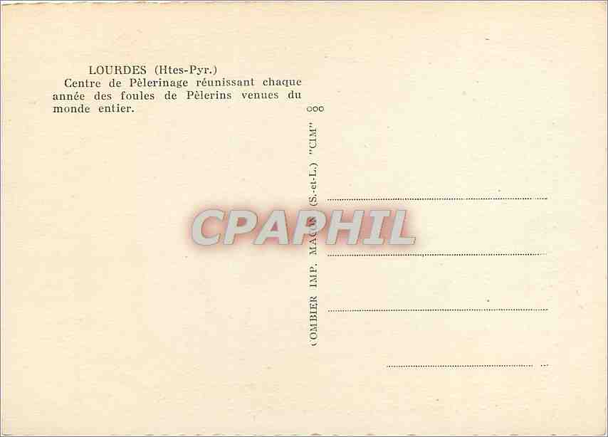 CPM Loures Htes Pyr Centre de Pelerinage Aigle — Verso