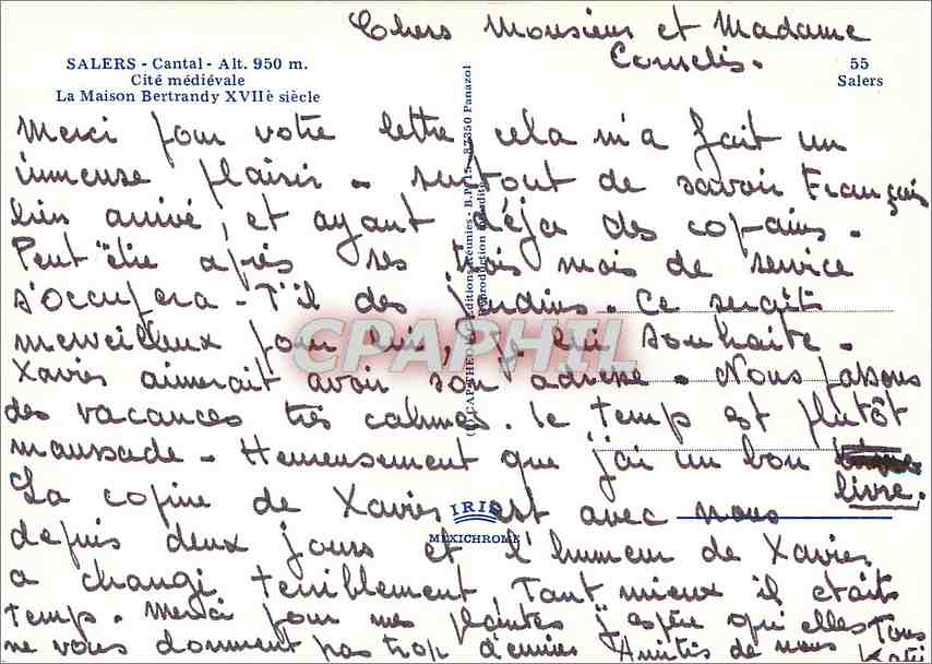 CPM Salers Cantal Cite Medievale La Maison Bertrandy  — Rückseite