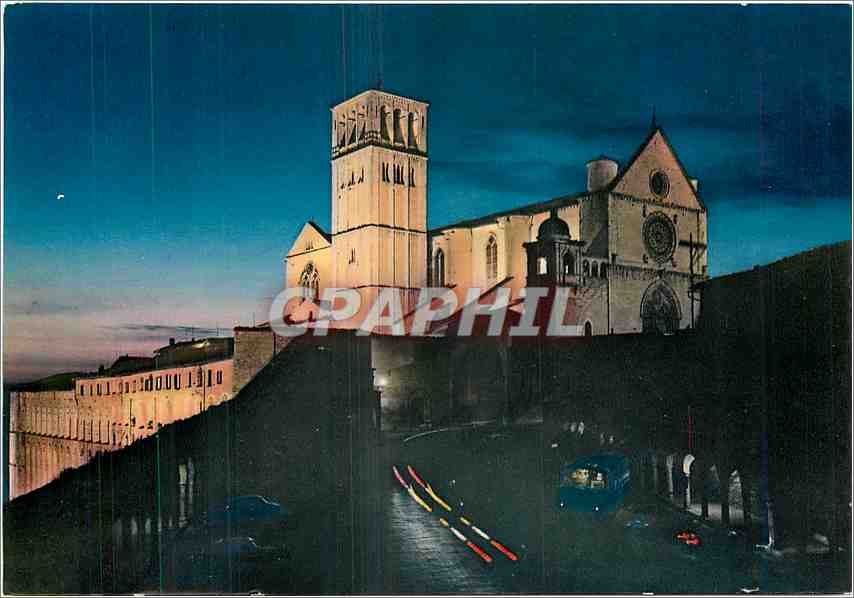 CPM Assisi La Basilique de St Francois de nuit 