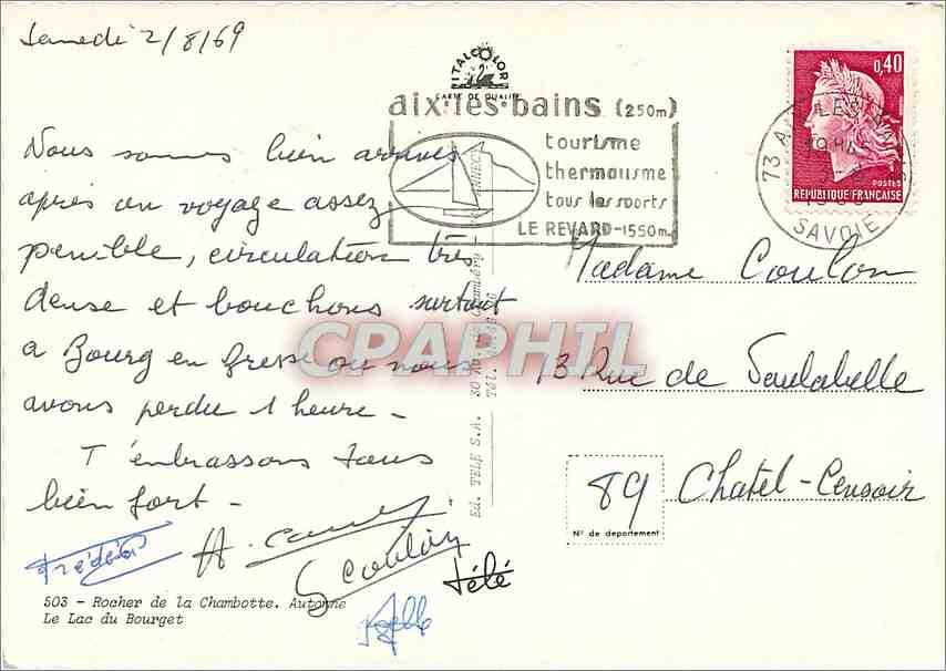 CPM Rocher de la Chambotte Le Lac du Bourget  — Verso