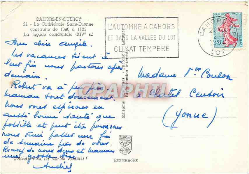 CPM Cahors en Quercy La Cathedrale Saint Etienne  — Rückseite
