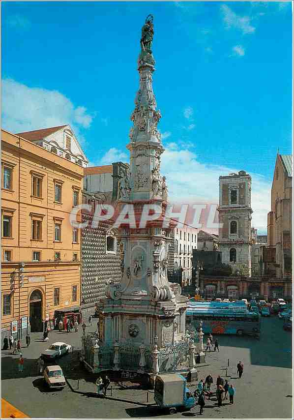 CPM Napoli La Guglia dell'Immacolata nella piazza del Gesu Nuovo 