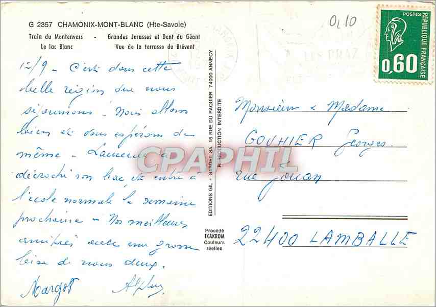 CPM Chamonix Mont Blanc Train — Verso