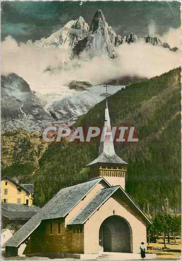 CPM Chamonix Hte Savoie Chapelle des Praz Aiguilles Verte et du Dru 