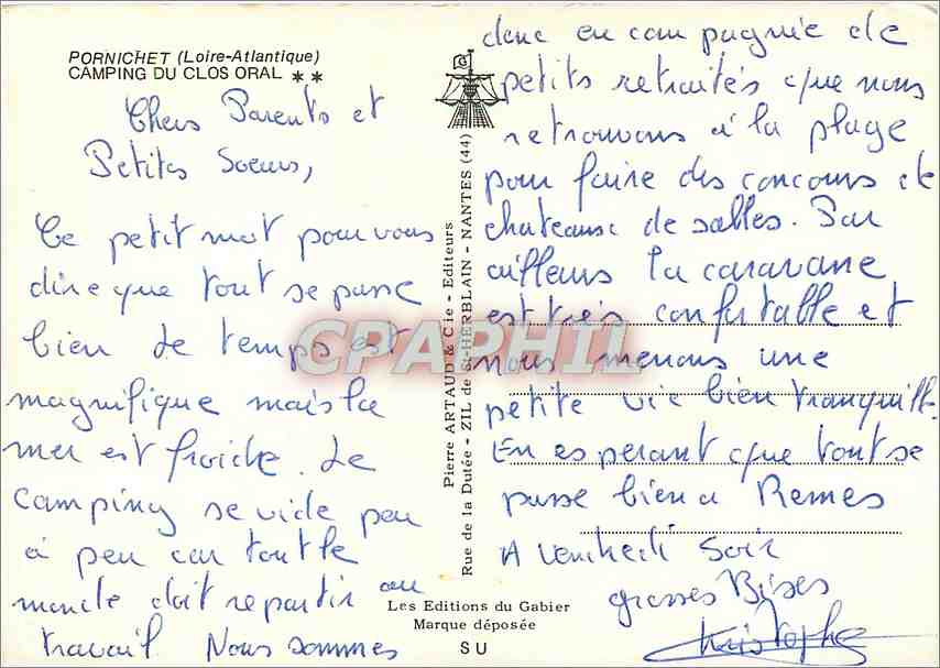 CPM Camping du Clos Oral Pornichet Loire Atlantique  — Back