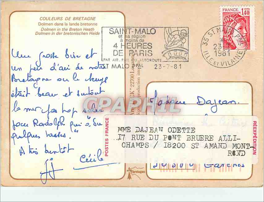 CPM Dolmen dans la lande bretonne  — Verso