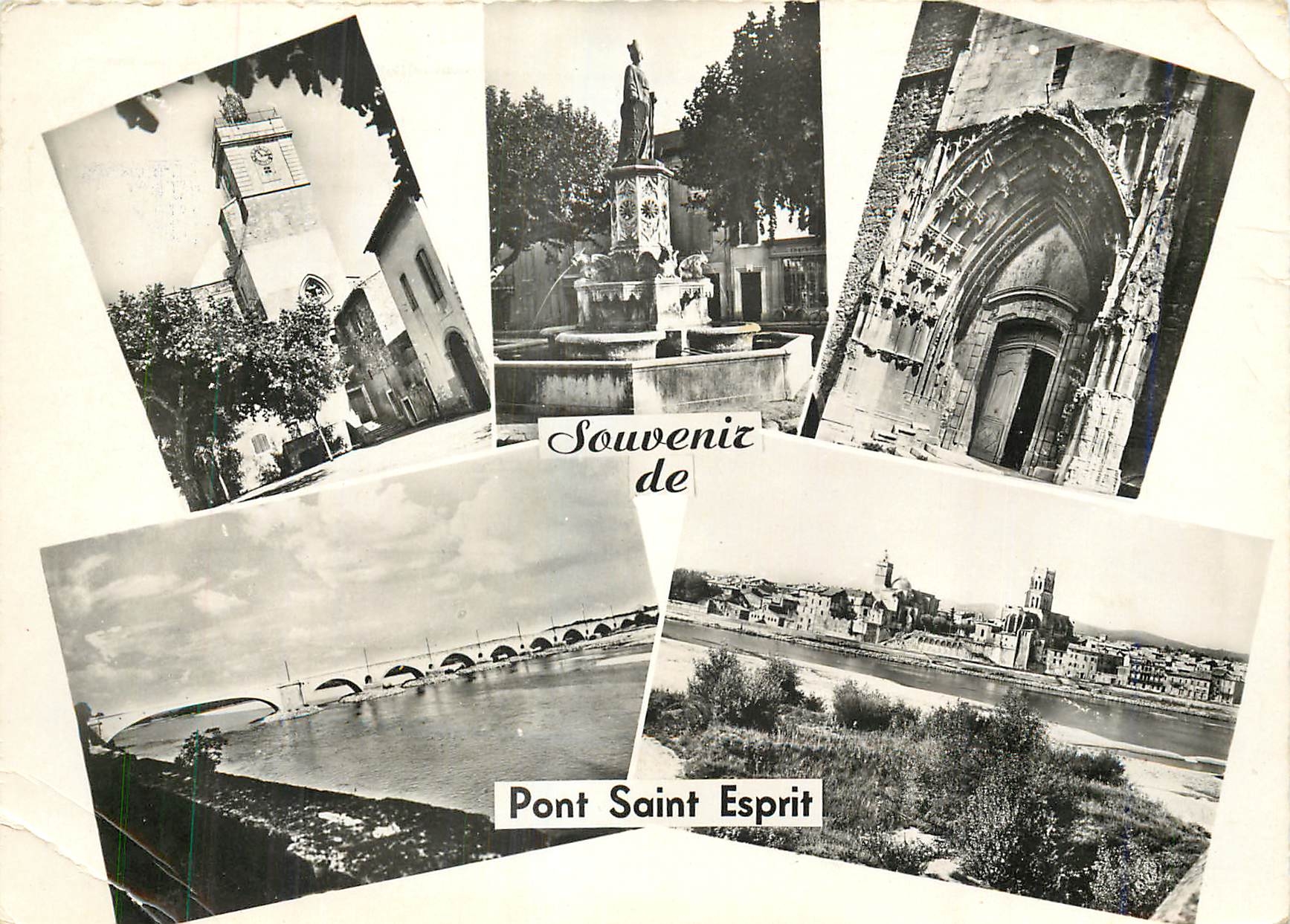 CPM Souvenir Pont Saint Esprit Gard Le Beffroi Le nouveau Pont 