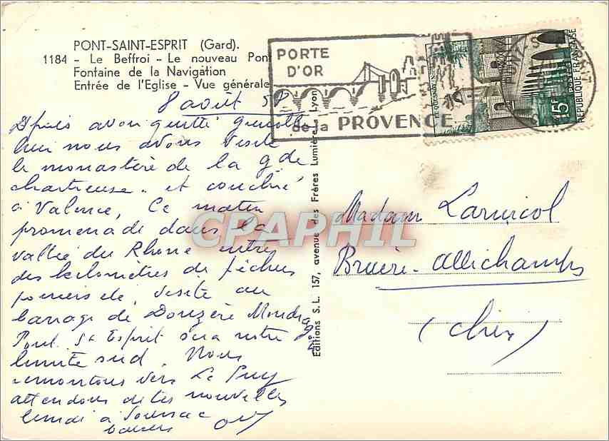 CPM Souvenir Pont Saint Esprit Gard Le Beffroi Le nouveau Pont  — Rückseite