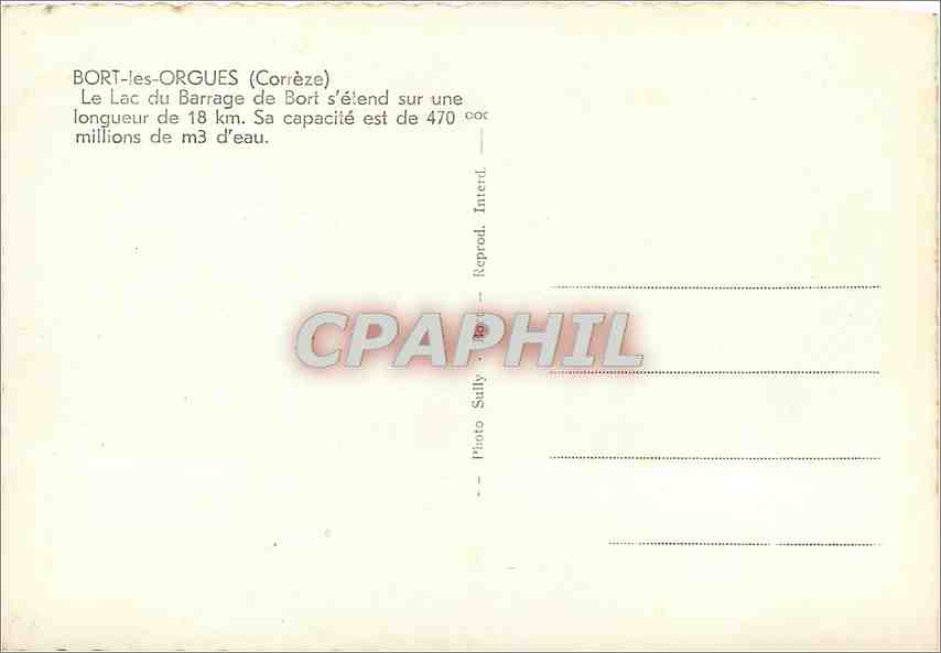 CPM Bort les Orgques Correze Le Lac du Barrage de Bort  — Rückseite