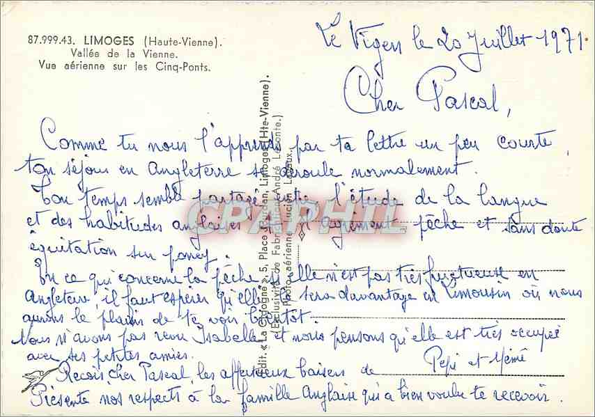 Die Storch — Luftbild der Fünf Brücken — Limoges, Haute-Vienne — Rückseite