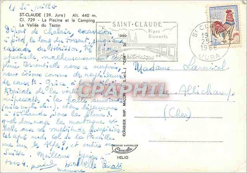 St-Claude — La Piscine et le Camping — Éditeur C. Lévy, n° 153 — Reverso