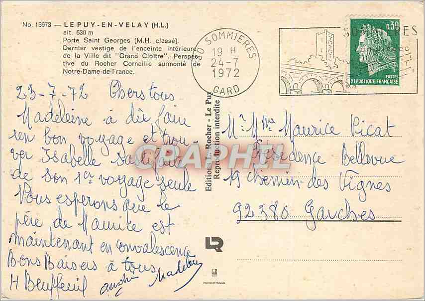 CPM Le Puy en Velay HL Porte Saint Georges  — Rückseite